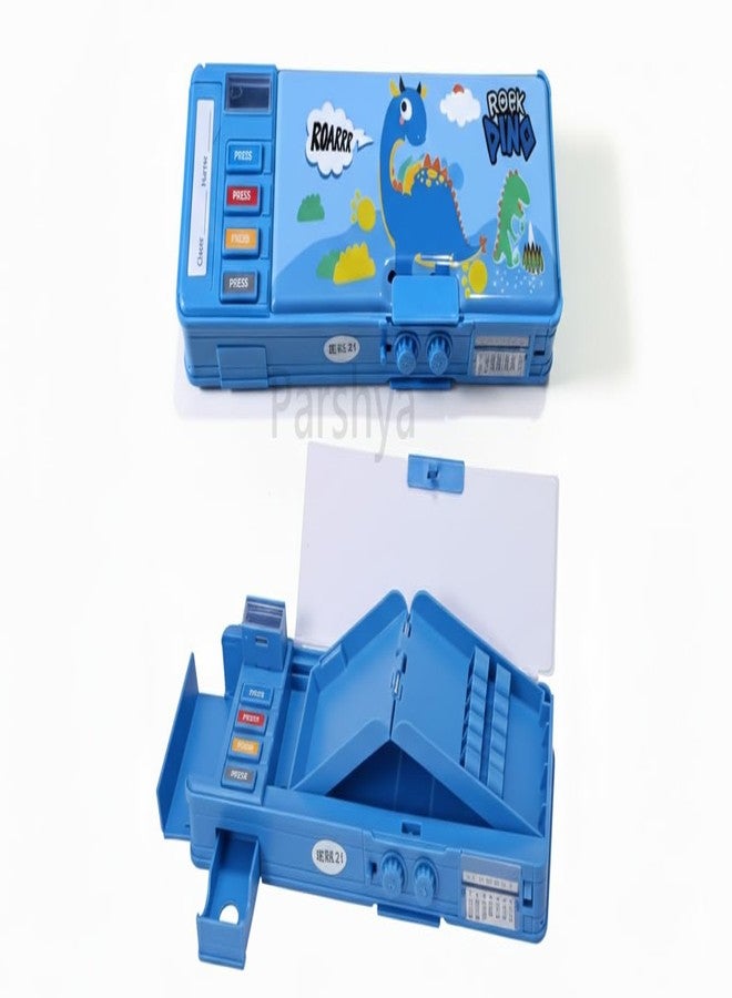 Parshya Kids Dinosaur Pencil Box with Multi-Function Pop-Out Buttons | Dual Storage, Built-in Sharpener, Writing Pad, Password Lock | Premium ABS Plastic Pencil Case for Boys & Girls - Image 2